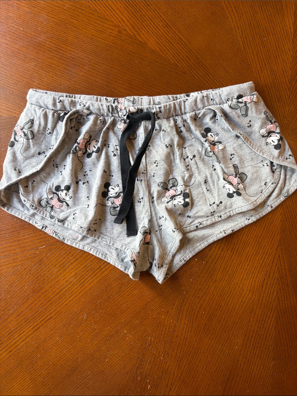 Women’s Gray Mickey Mouse Lounge Short Shorts with Black Drawstring size M